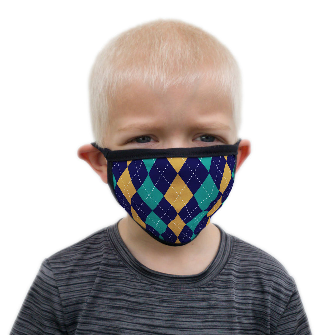 Buttonsmith Argyle Child Face Mask with Filter Pocket - Made in the USA - Buttonsmith Inc.