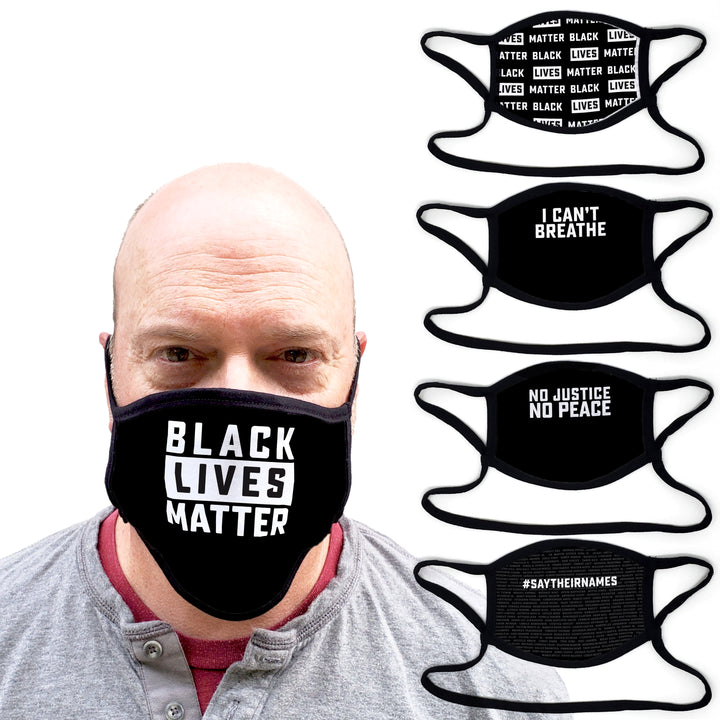 Buttonsmith Black Lives Matter - Set of 5 Adult XL Adjustable Face Mask with Filter Pocket - Made in the USA - Buttonsmith Inc.