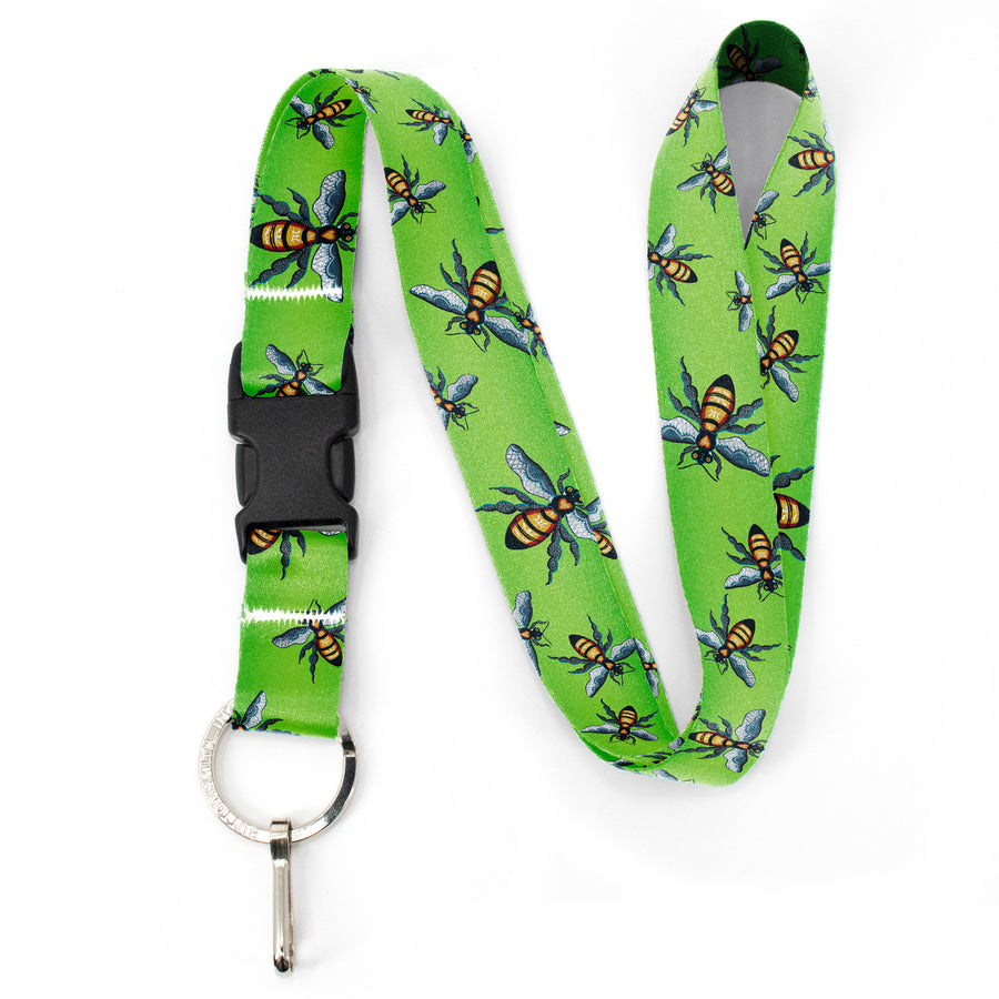 Buttonsmith Bees Premium Lanyard - with Buckle and Flat Ring - Based on Rebecca McGovern Art - Officially Licensed - Made in the USA - Buttonsmith Inc.