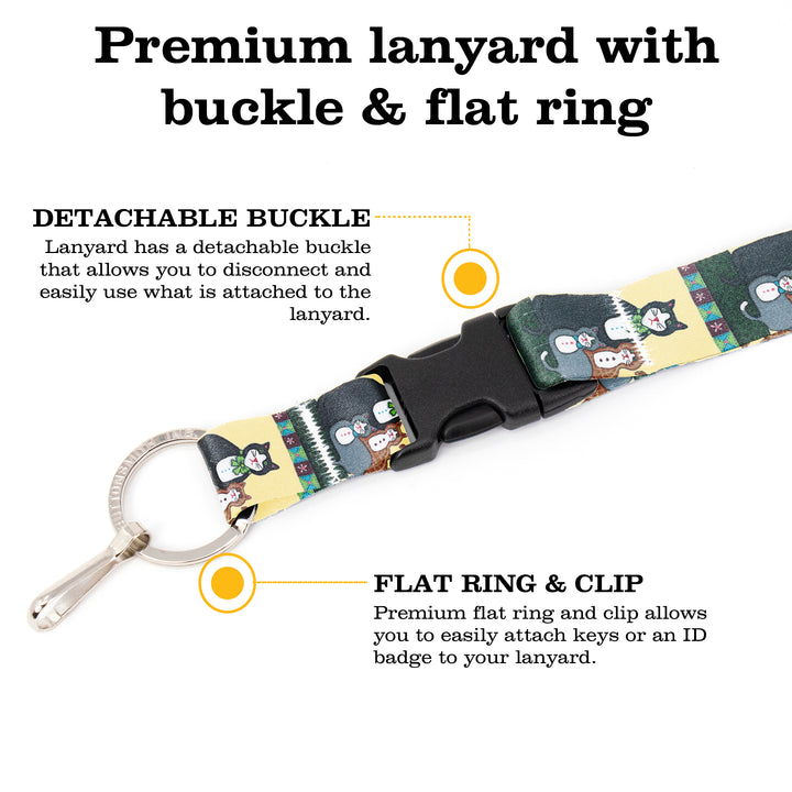 Buttonsmith Cat Premium Lanyard - with Buckle and Flat Ring - Based on Rebecca McGovern Art - Officially Licensed - Made in the USA - Buttonsmith Inc.