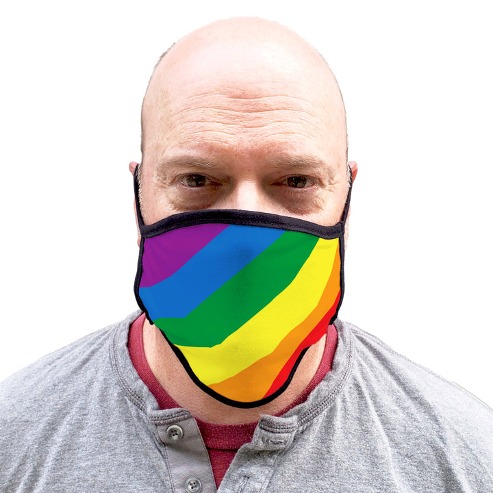 Buttonsmith Rainbow Flag Adult XL Adjustable Face Mask with Filter Pocket - Made in the USA - Buttonsmith Inc.