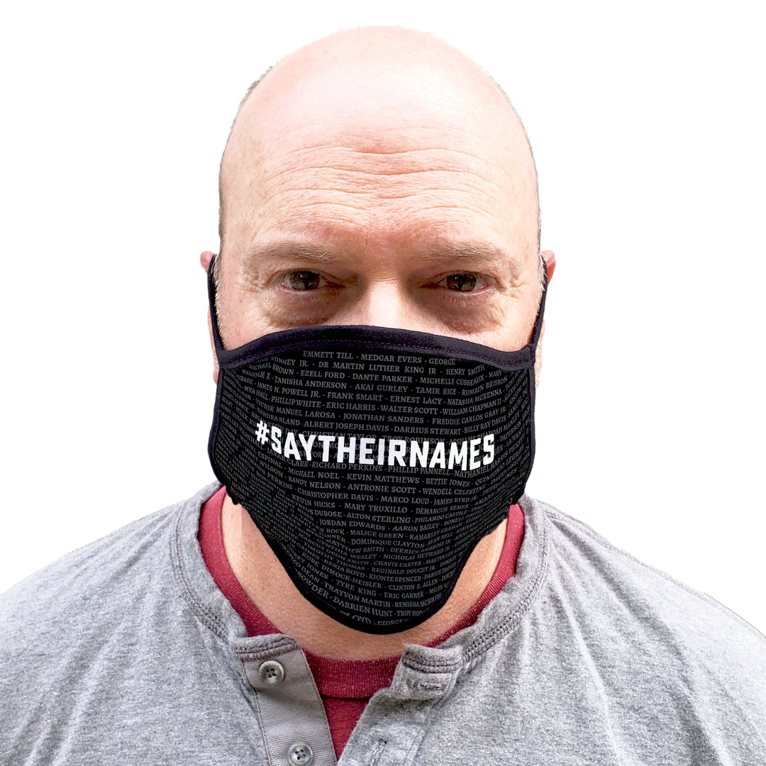 Buttonsmith Say Their Names Adult XL Adjustable Face Mask with Filter Pocket - Made in the USA - Buttonsmith Inc.