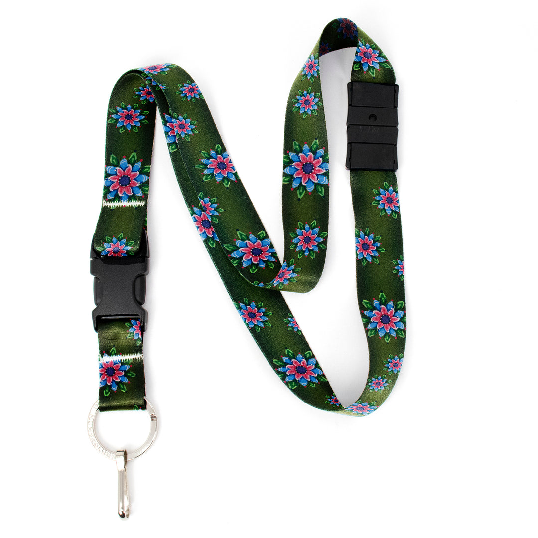 Buttonsmith Pink Rosemaling Breakaway Lanyard - with Buckle and Flat Ring - Based on Rebecca McGovern Art - Officially Licensed - Made in the USA - Buttonsmith Inc.