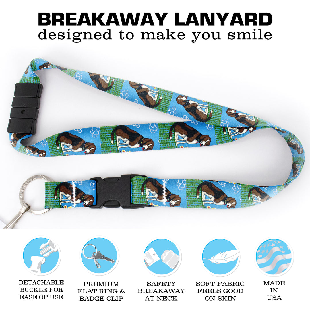 Buttonsmith Dog Breakaway Lanyard - with Buckle and Flat Ring - Based on Rebecca McGovern Art - Officially Licensed - Made in the USA - Buttonsmith Inc.