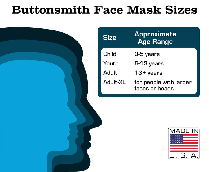 Buttonsmith Rainbow Love Youth Adjustable Face Mask with Filter Pocket - Made in the USA - Buttonsmith Inc.