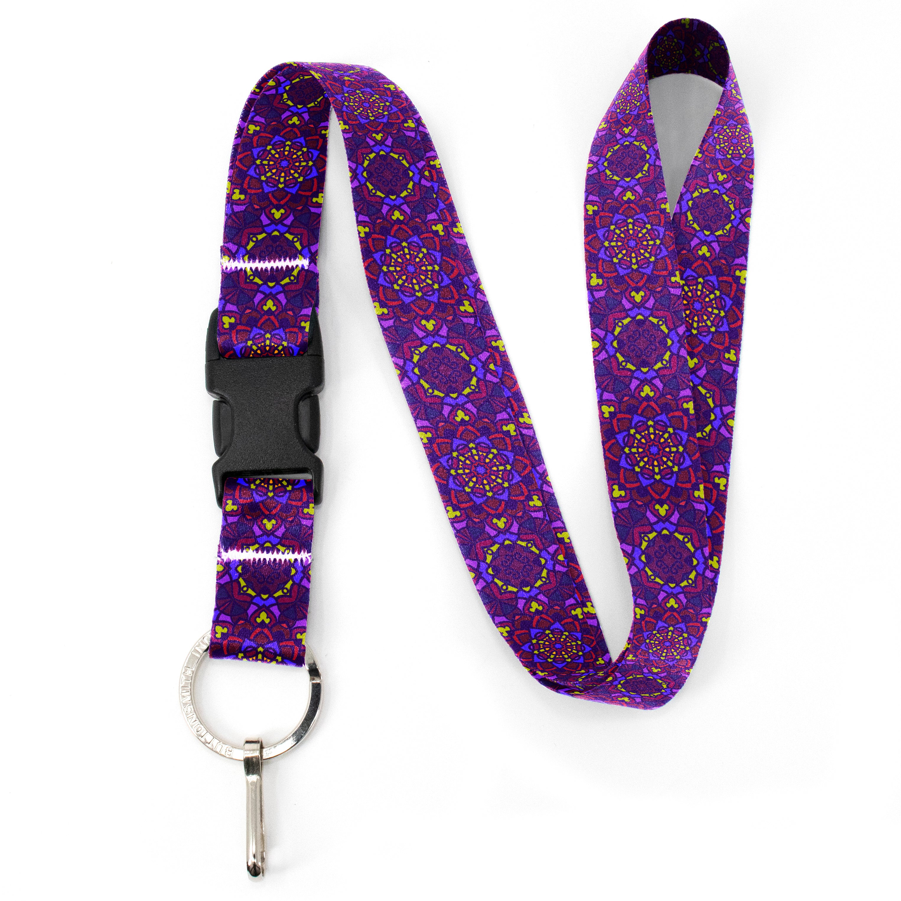 Buttonsmith Purple Moroccan Tiles Premium Lanyard - with Buckle and Fl ...