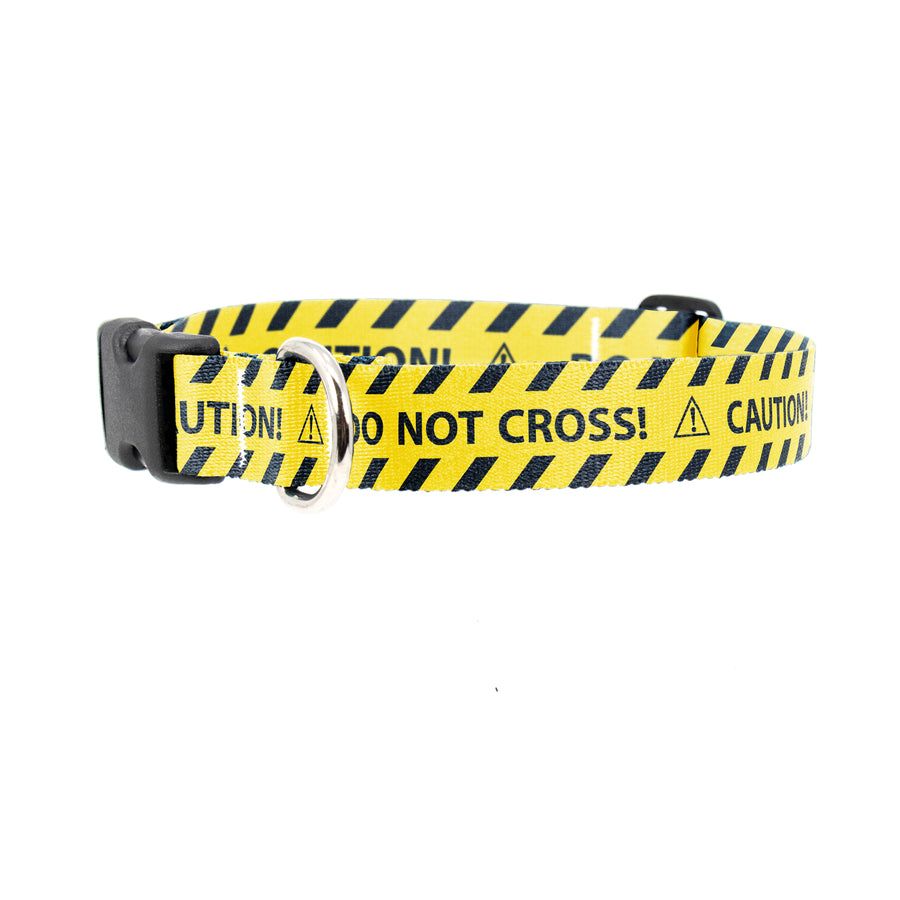 Buttonsmith Caution Dog Collar - Made in the USA - Buttonsmith Inc.