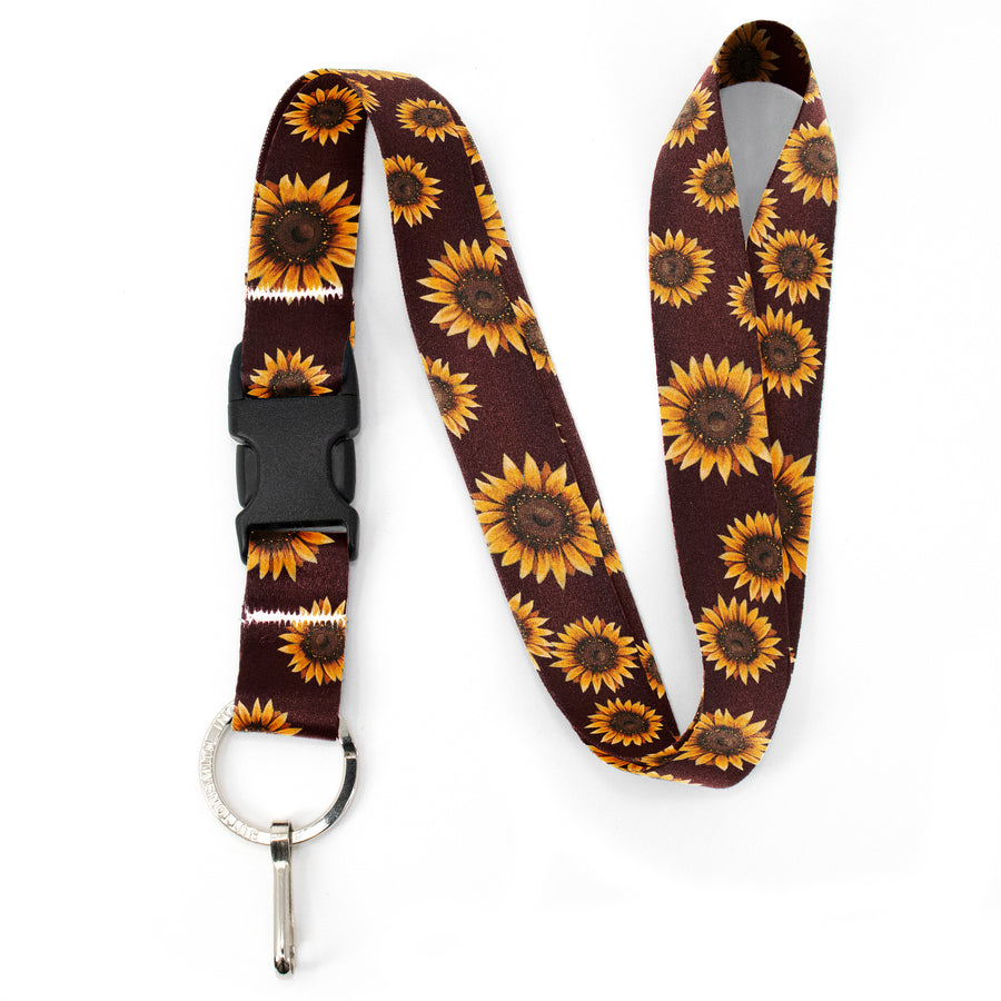 Buttonsmith Sunflower Premium Lanyard - with Buckle and Flat Ring - Based on Rebecca McGovern Art - Officially Licensed - Made in the USA - Buttonsmith Inc.