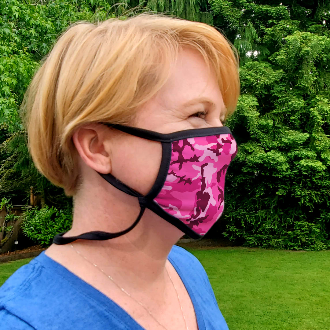 Buttonsmith Pink Camo Child Face Mask with Filter Pocket - Made in the USA - Buttonsmith Inc.