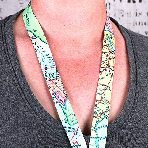 Buttonsmith Map Breakaway Lanyard - Made in USA - Buttonsmith Inc.