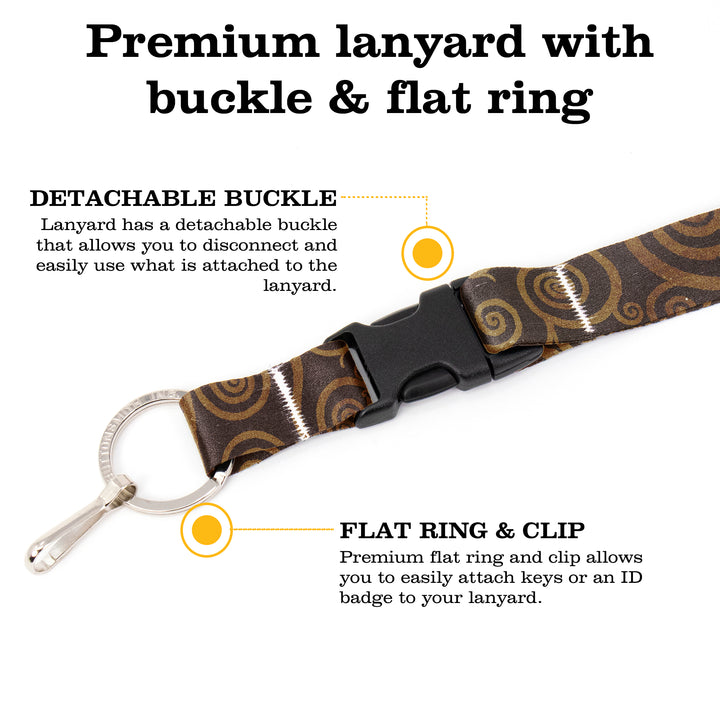 Buttonsmith Topaz Swirls Premium Lanyard - with Buckle and Flat Ring - Made in the USA - Buttonsmith Inc.