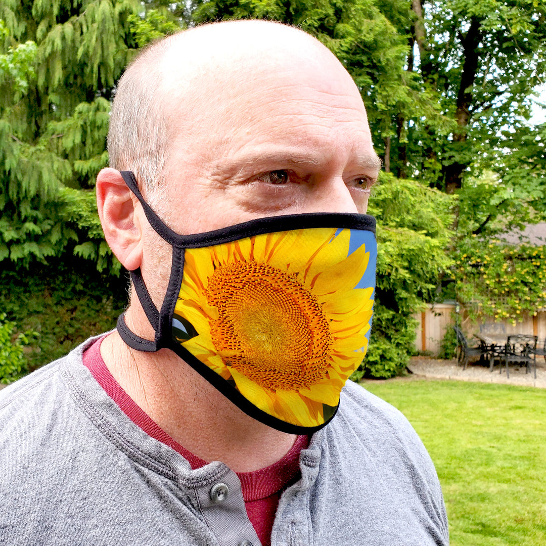 Buttonsmith Sunflower Adult Adjustable Face Mask with Filter Pocket - Made in the USA - Buttonsmith Inc.