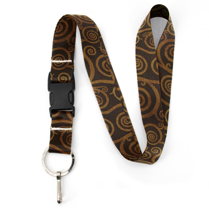 Buttonsmith Topaz Swirls Premium Lanyard - with Buckle and Flat Ring - Made in the USA - Buttonsmith Inc.