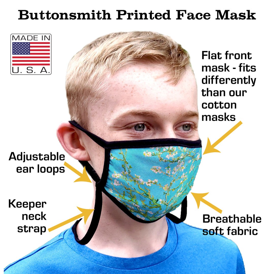 Buttonsmith Lagoon Adult XL Adjustable Face Mask with Filter Pocket - Made in the USA - Buttonsmith Inc.