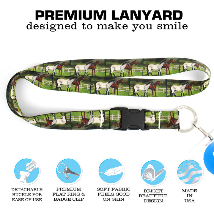 Buttonsmith Grace and Dice Premium Lanyard - with Buckle and Flat Ring - Based on Rebecca McGovern Art - Officially Licensed - Made in the USA - Buttonsmith Inc.