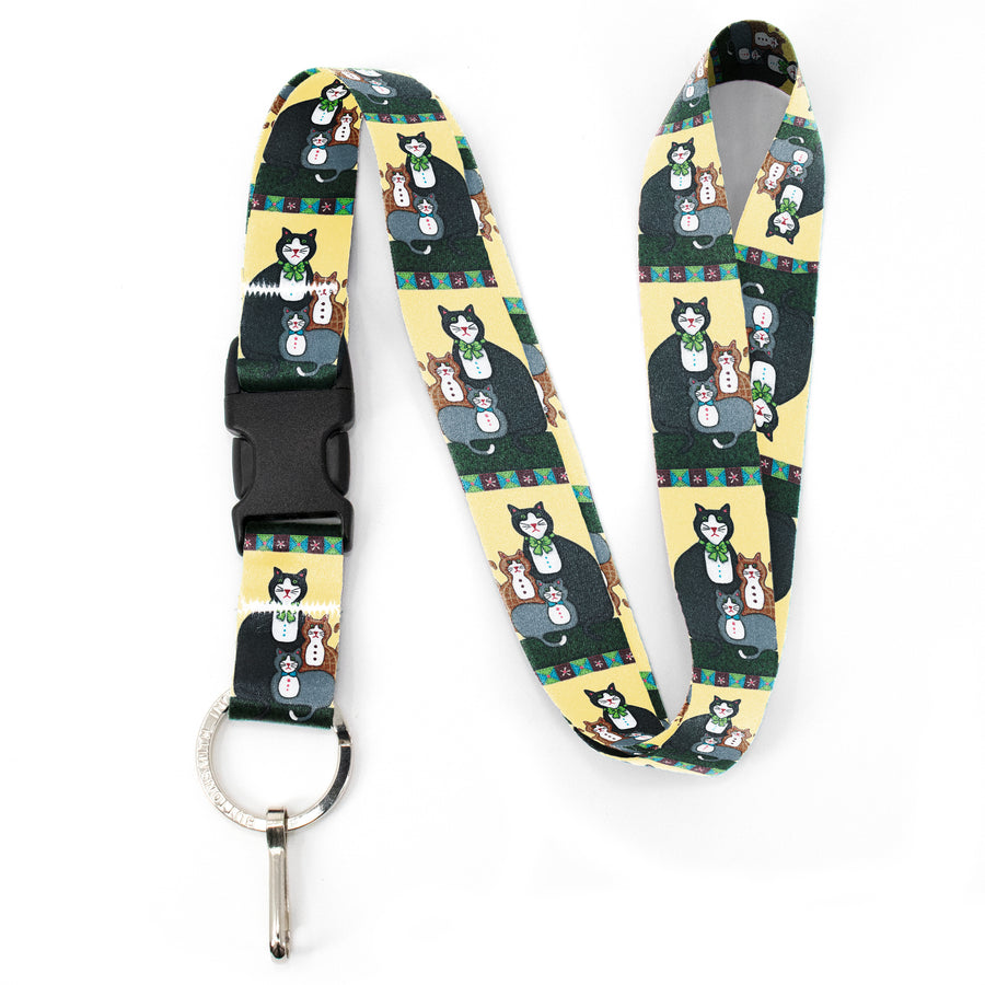 Buttonsmith Cat Premium Lanyard - with Buckle and Flat Ring - Based on Rebecca McGovern Art - Officially Licensed - Made in the USA - Buttonsmith Inc.