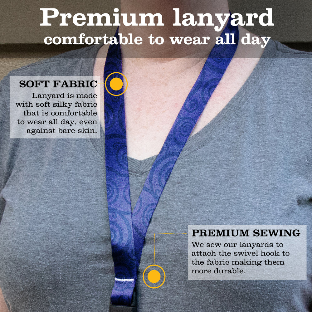 Buttonsmith Amethyst Swirls Premium Lanyard - with Buckle and Flat Ring - Made in the USA - Buttonsmith Inc.