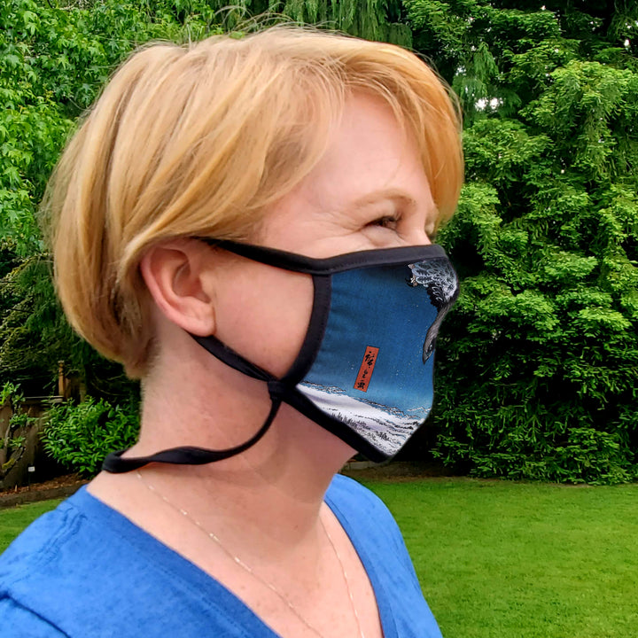 Buttonsmith Hiroshige Eagle Adult Adjustable Face Mask with Filter Pocket - Made in the USA - Buttonsmith Inc.