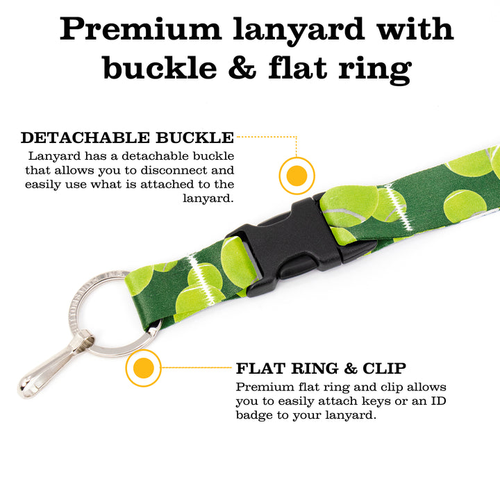 Buttonsmith Tennis Premium Lanyard - with Buckle and Flat Ring - Made in the USA - Buttonsmith Inc.