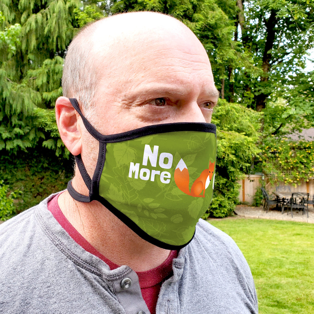 Buttonsmith No More Fox Adult XL Adjustable Face Mask with Filter Pocket - Made in the USA - Buttonsmith Inc.