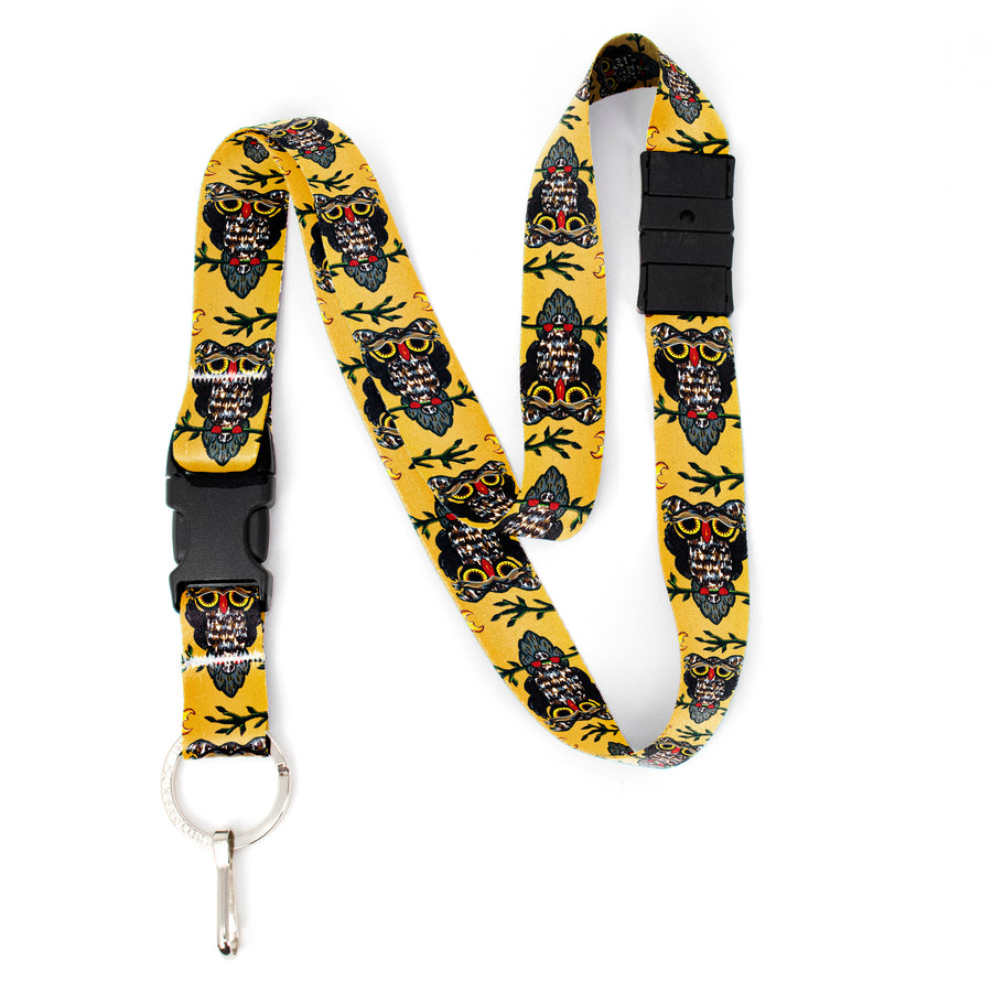 Buttonsmith Owl Breakaway Lanyard - with Buckle and Flat Ring - Based on Rebecca McGovern Art - Officially Licensed - Made in the USA - Buttonsmith Inc.